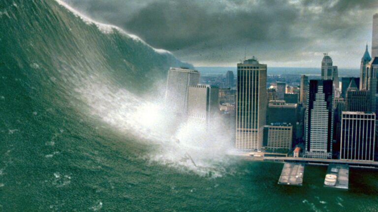 Tsunami do filme impacto profundo arrasando os estados unidos