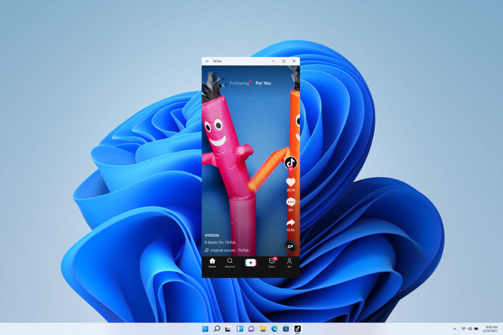 Aplicativos do android, como o queridinho do momento - tiktok - estarão disponíveis com o lançamento do windows 11