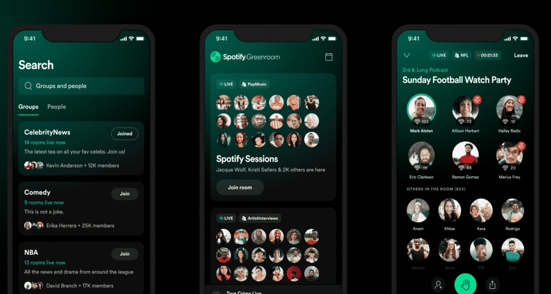 Spotify greenroom, o concorrente do clubhouse e twitter spaces, é lançado