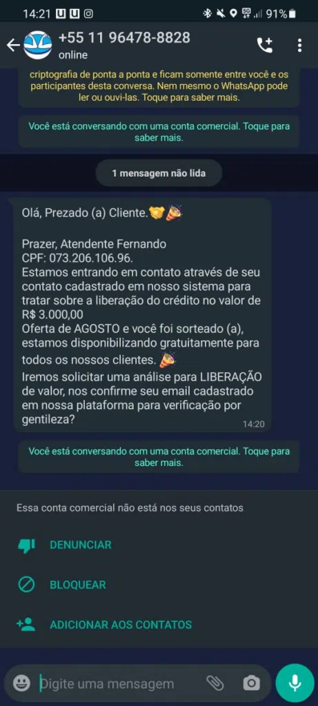 Novo golpe do whatsapp usa contas comerciais para roubar clientes