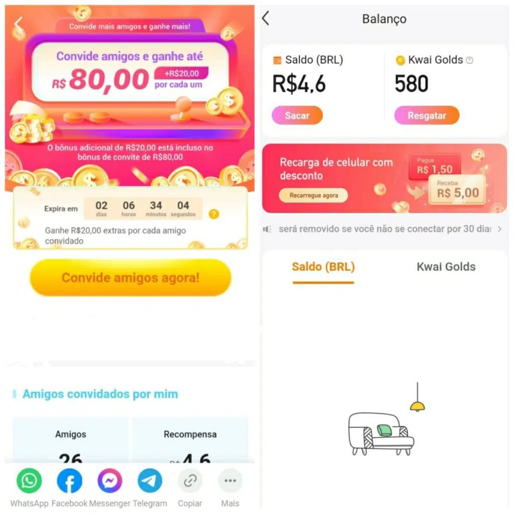 Kwai como opção de aplicativos para ganhar dinheiro