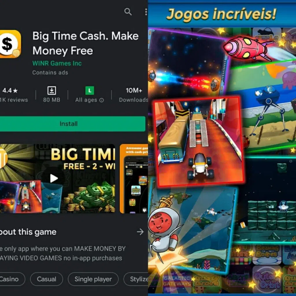 Big time games como opção de aplicativos para ganhar dinheiro