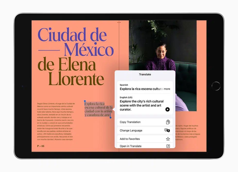 Novas funções do translate do ipados 15, como demonstrado pela própria apple