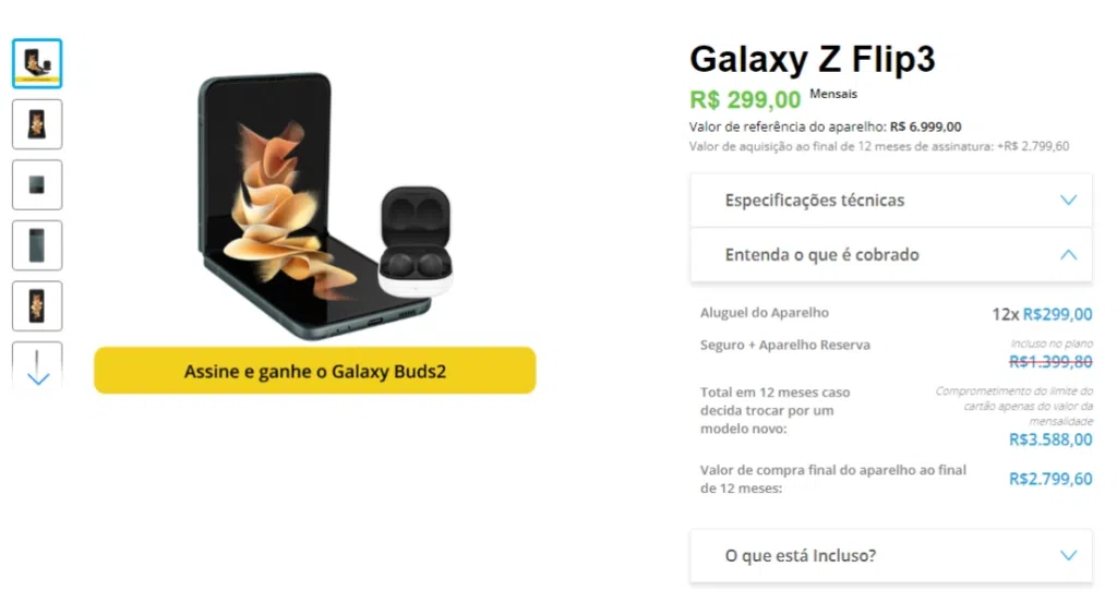 O galaxy z flip3 é a outra opção nos planos do samsung sempre novo