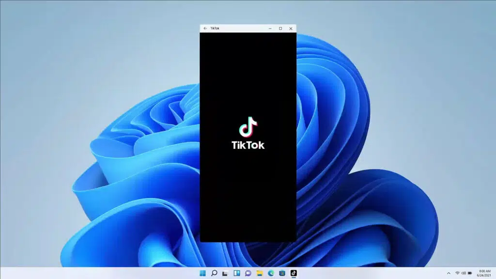 Aplicativo do tiktok rodando no windows 11