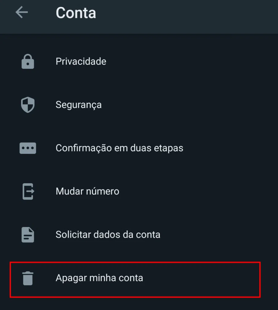 Como apagar a conta do whatsapp