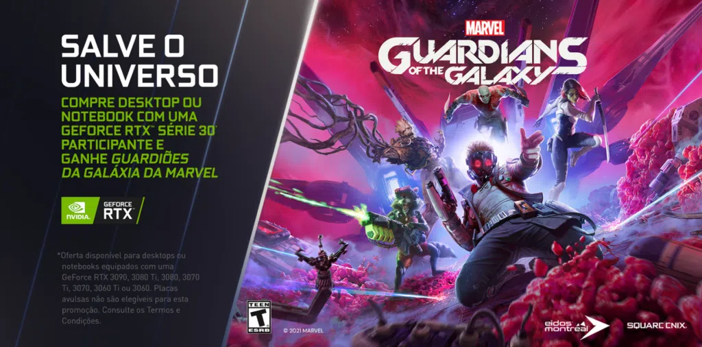 Promoção da nvidia: compre um pc com placa rtx e ganhe marvel's guardians of the galaxy