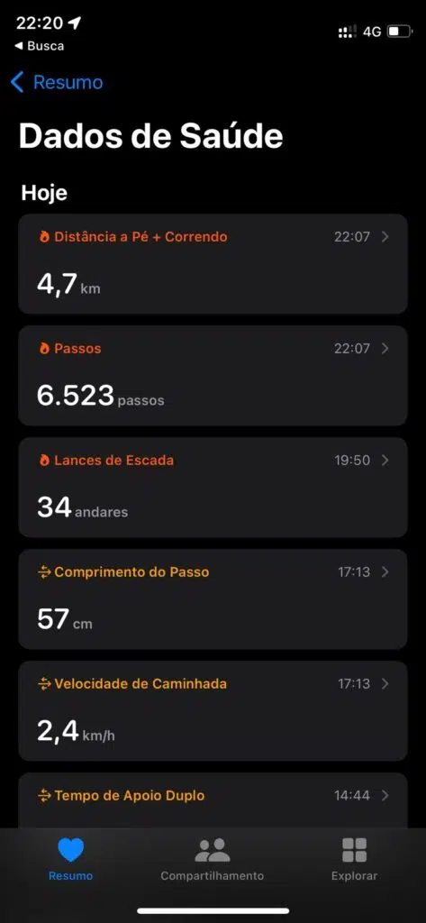 App saúde no iphone