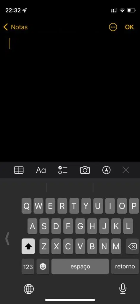 Teclado de uma só mão no iphone 13