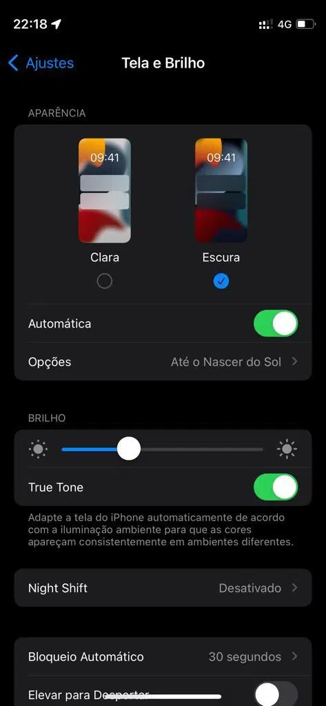 Modo escuro no iphone