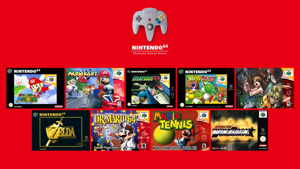 Alguns dos títulos de nintendo 64 que são possível de jogar através do pacote de expansão do nintendo switch online, serviço online de jogos do nintendo switch. Fonte: nintendo