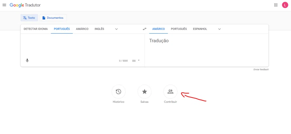 Contribuir para melhorar o google tradutor