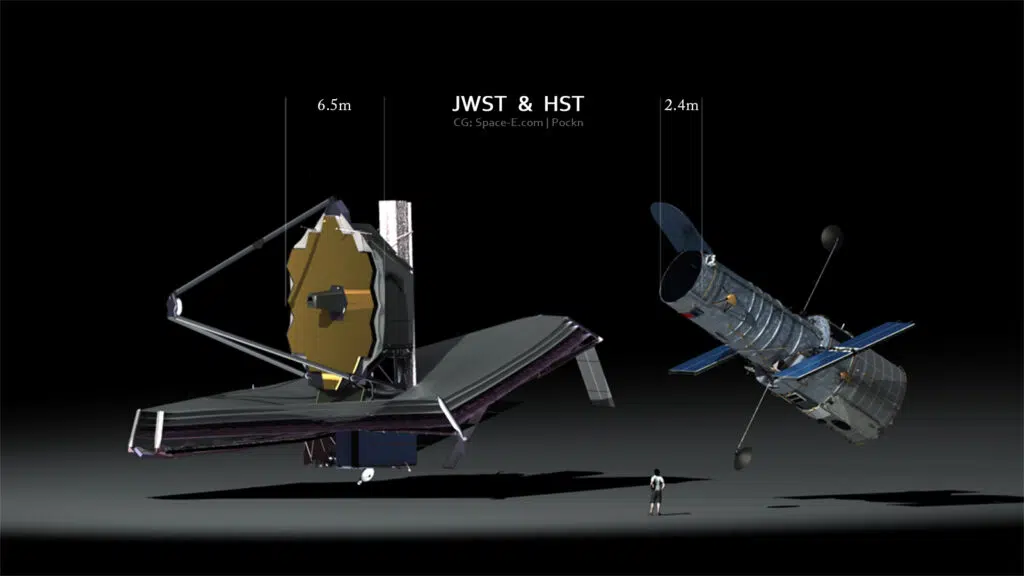 Comparação entre telescópio jamess webb e telescópio hubble