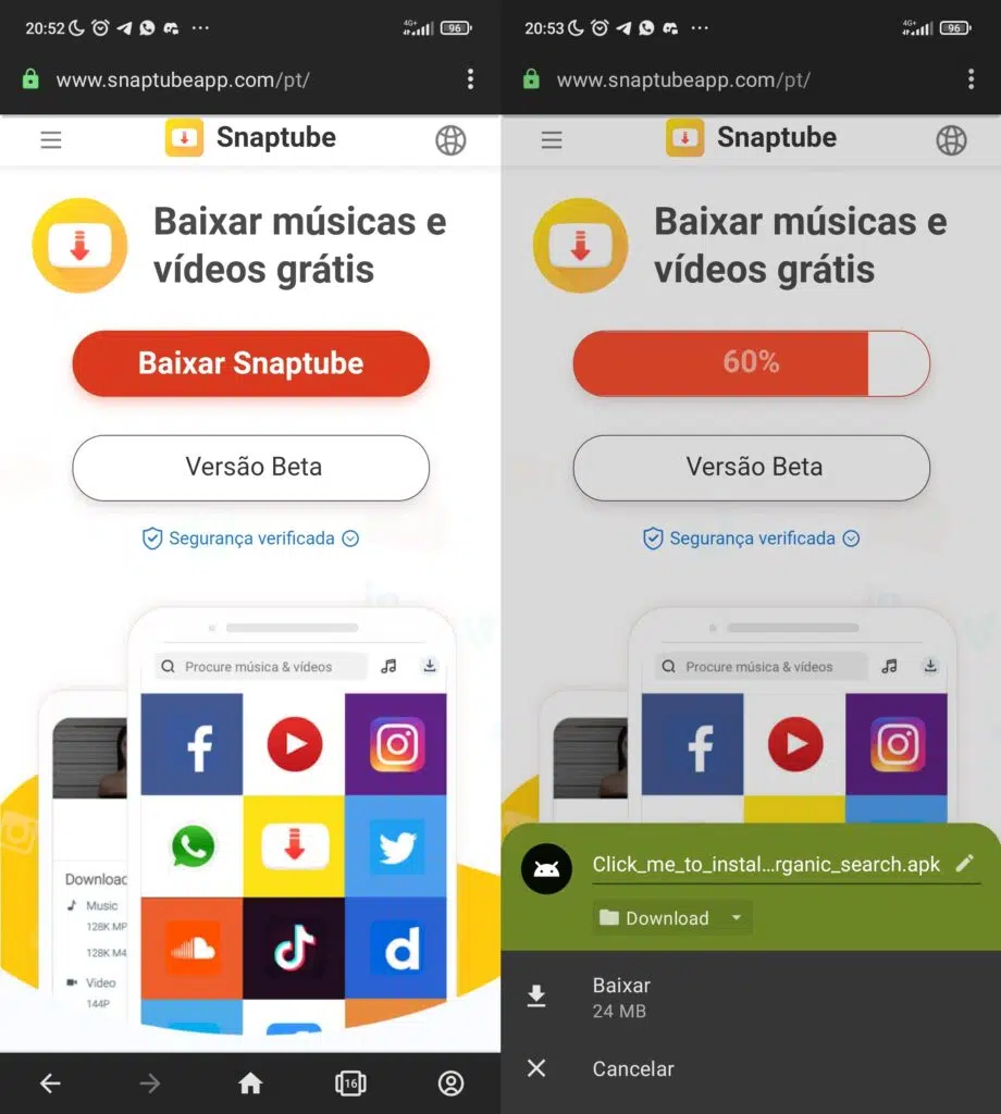 Baixar música com snaptube