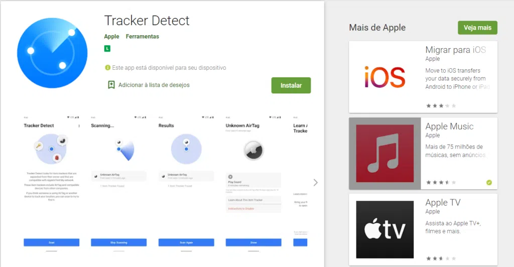 Tracker detector na google play store