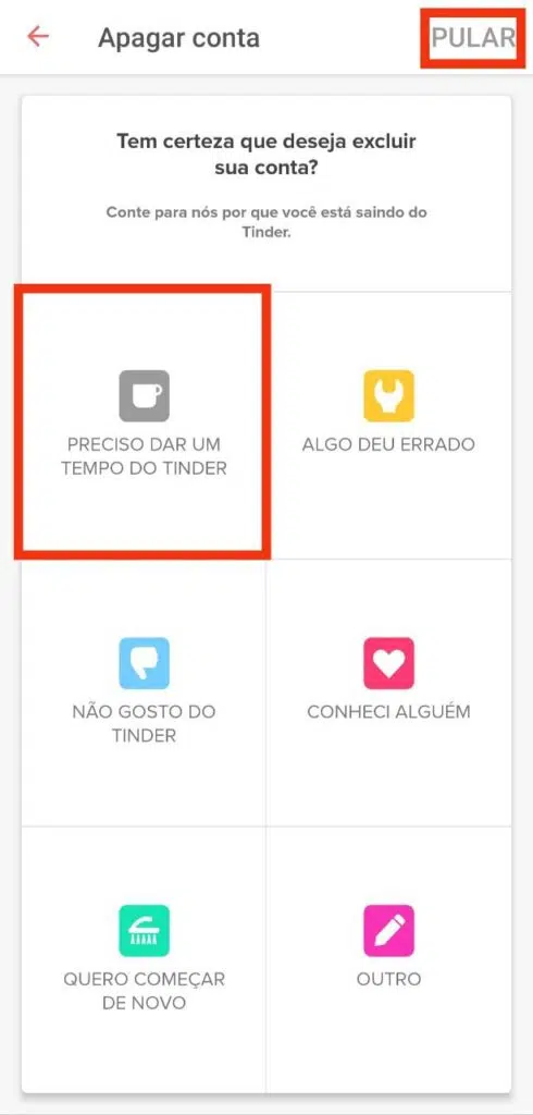 Tutorial de como deletar o tinder