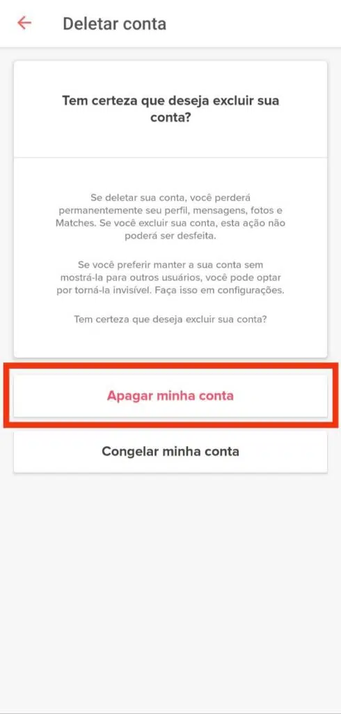 Tutorial de como deletar o tinder