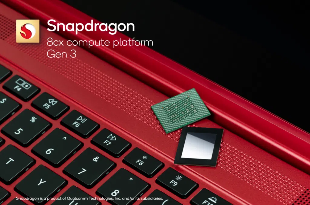 Novo chip da qualcomm em cima de um notebook