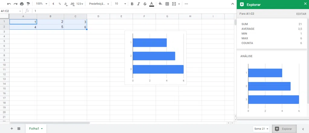 Visualize cálculos e gráficos rápidos. Dicas do google planilhas