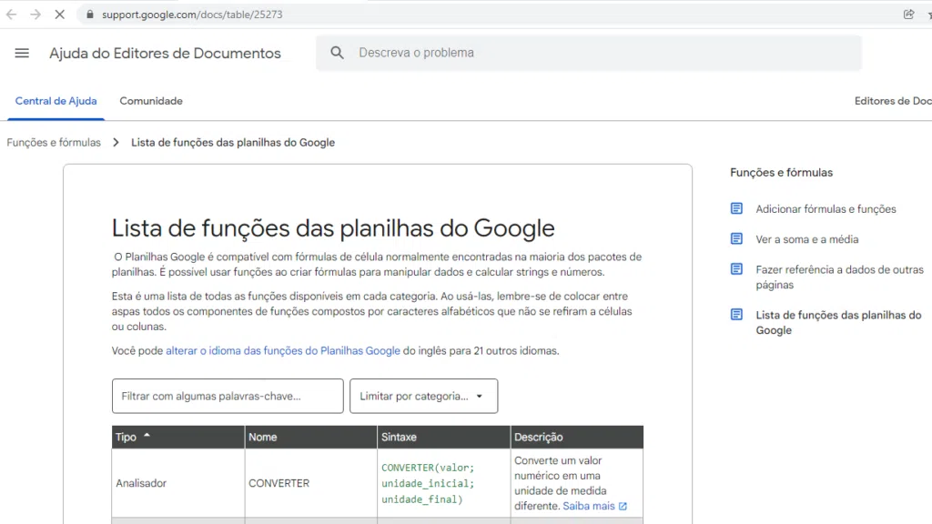 Veja todas as funções. Dicas do google planilhas