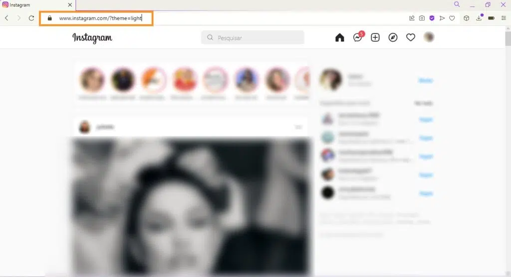 Modo escuro no instagram para pc