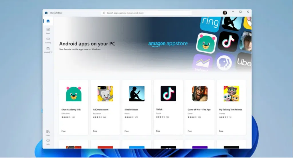 Uso de apps de android no windows 11