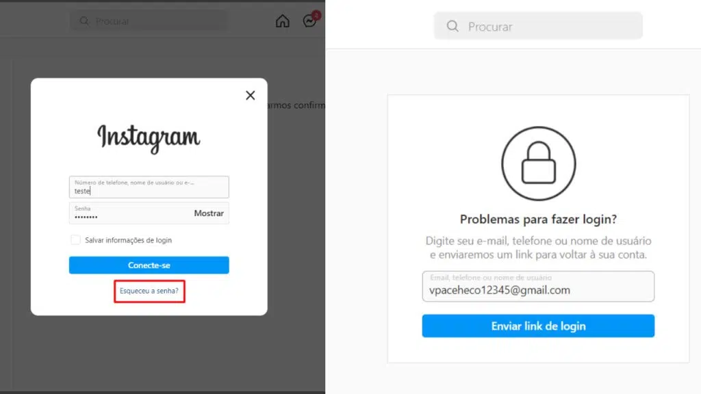 Solicitação de login do instagram para quem teve  instagram roubado