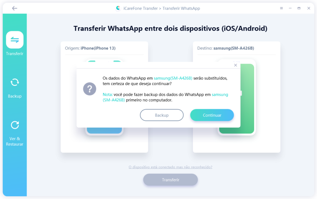 Como fazer Backup do WhatsApp do iPhone para o Android com o iCareFone Transfer - 93