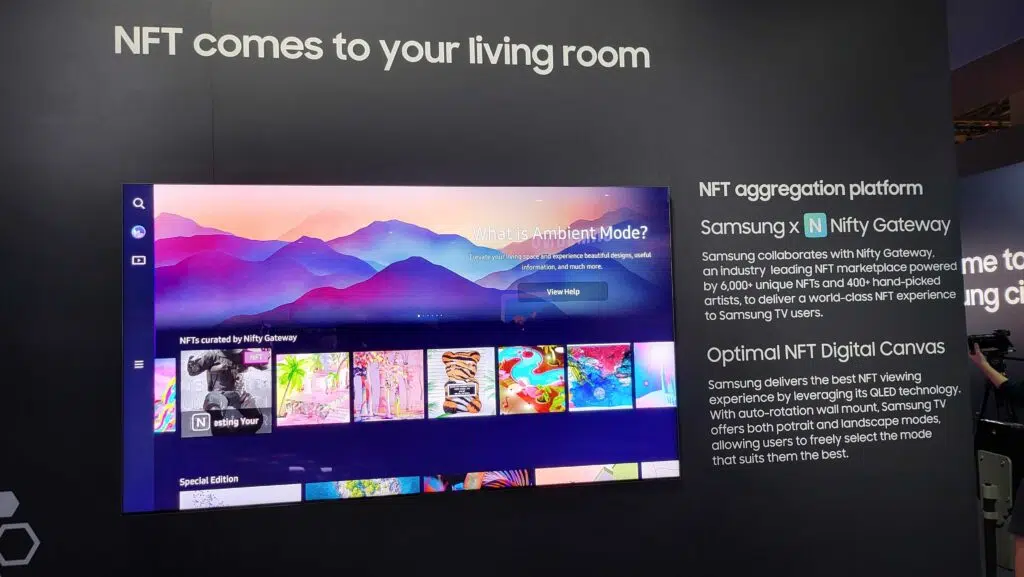 Tvs da samsung exibindo nfts
