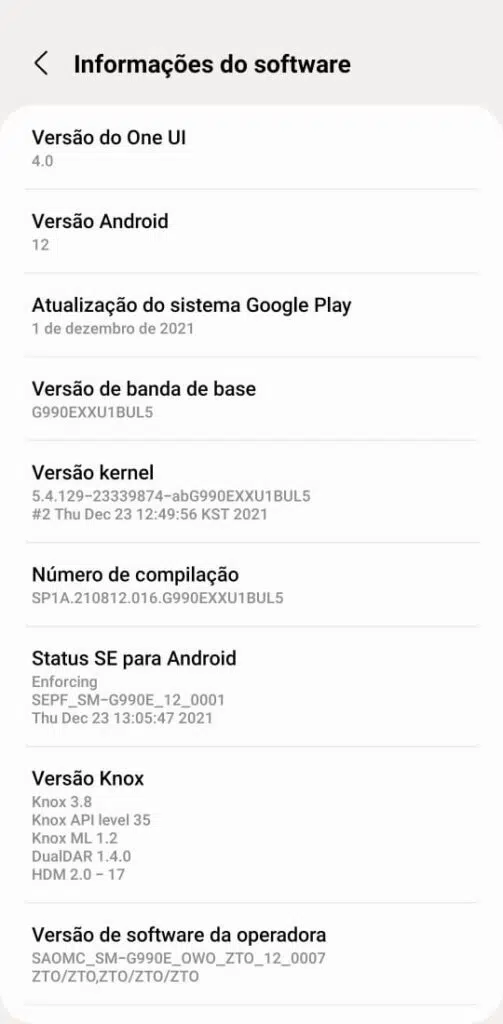 Galaxy s21 fe já vem com android 12 de fábrica