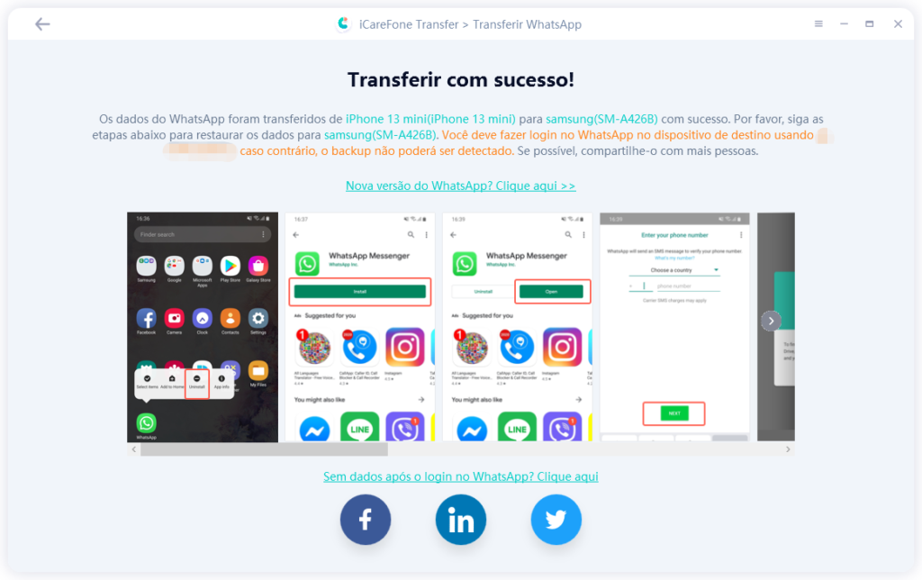 Como fazer Backup do WhatsApp do iPhone para o Android com o iCareFone Transfer - 17