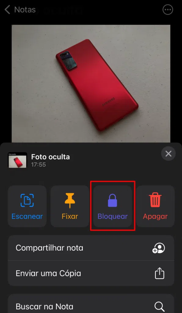 Bloquear nota no iphone