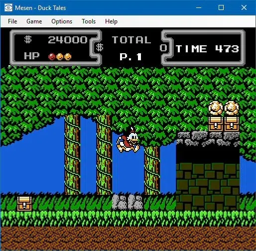 Screenshot de ducktales, do nes, rodando no mesen. (imagem: the emulator zone/reprodução)