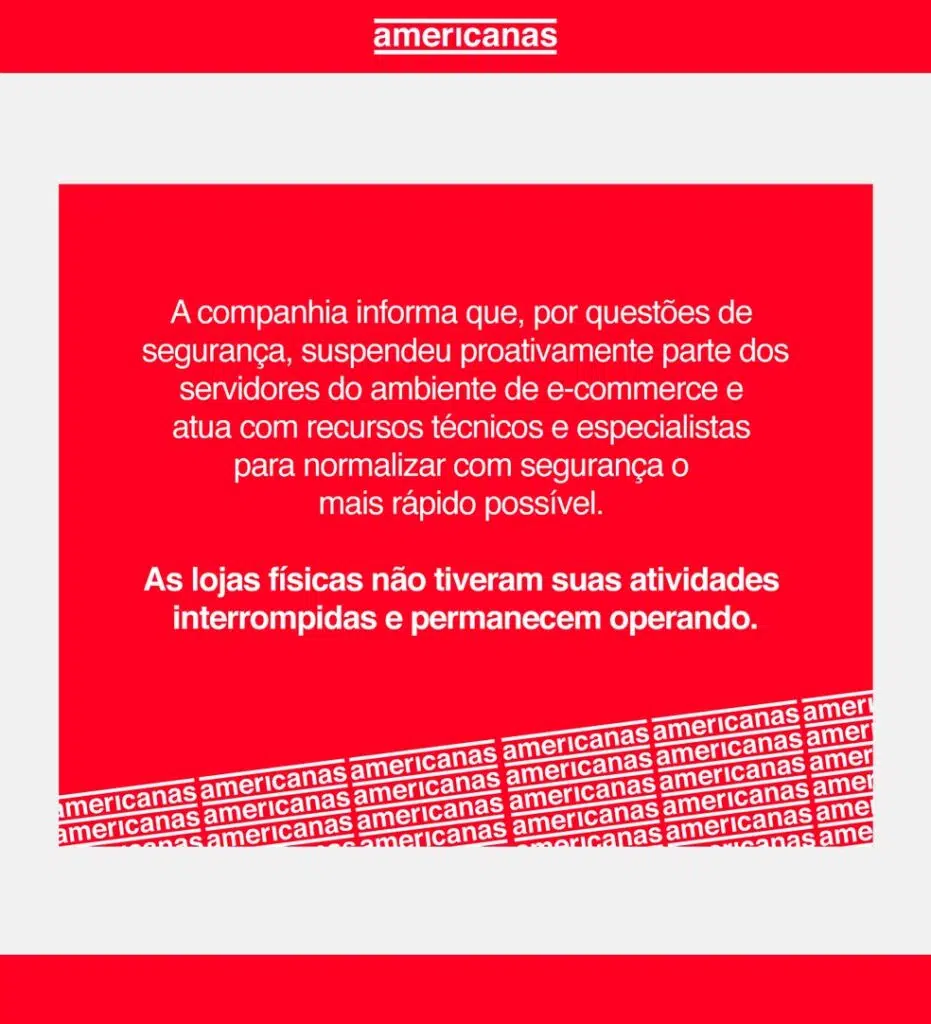 Comunicado oficial sobre a paralização das lojas americanas e submarino no domingo (20)