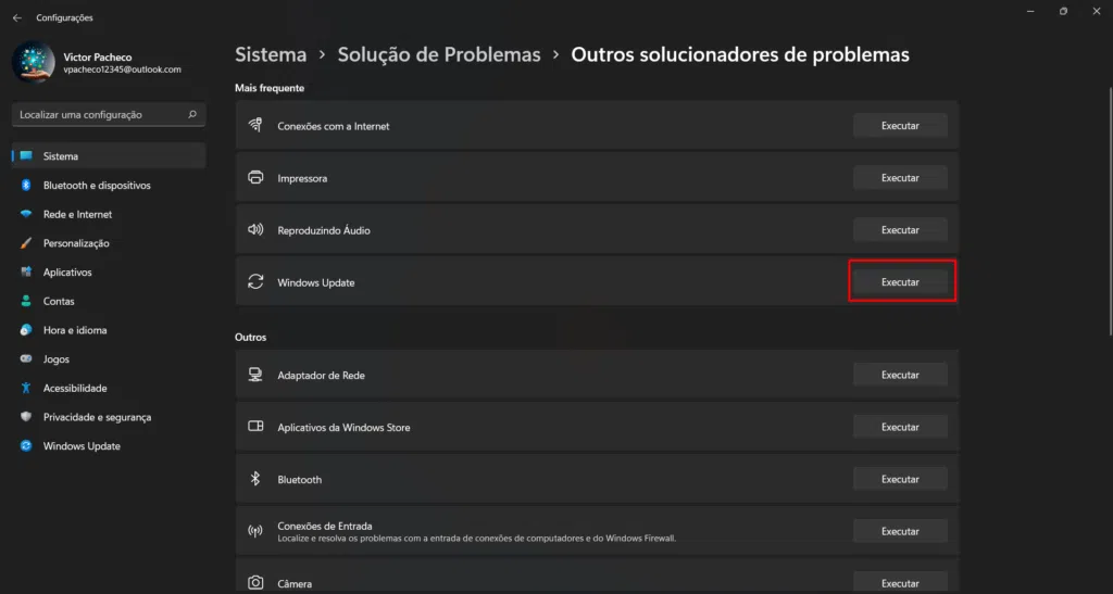 Solução de problemas do windows update