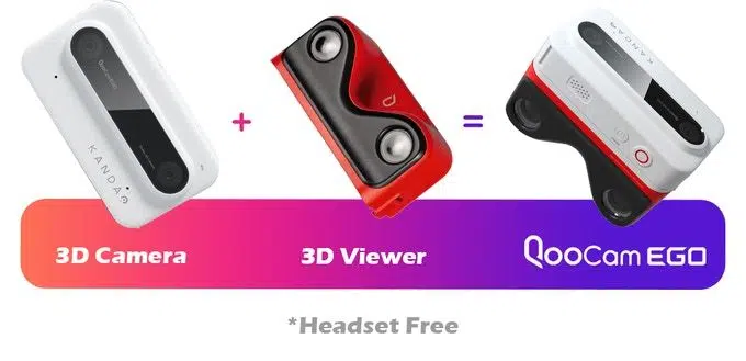 Óculos de realidade virtual com câmera 3d, visualizador 3d e óculos virtual da kandao como parte da qoocam ego