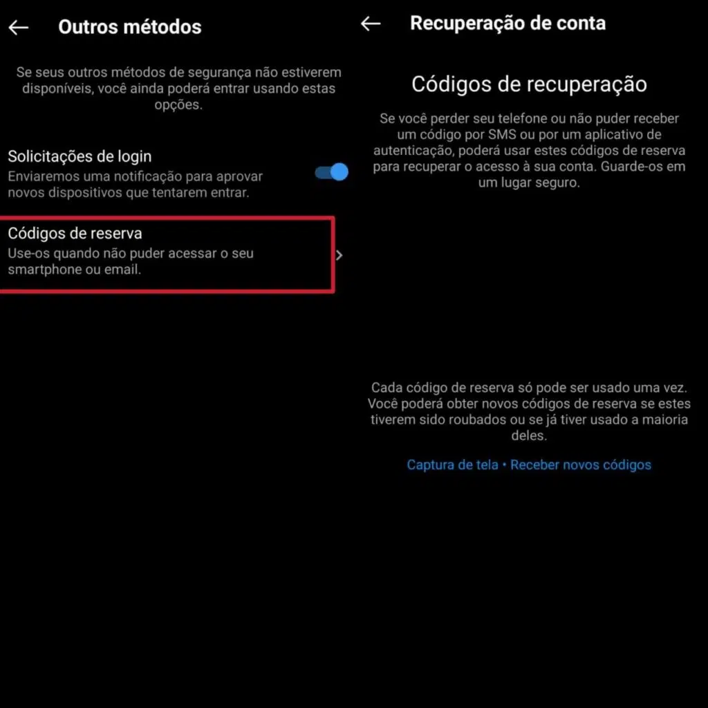 Foto explicativa para conseguir saber quais códigos de reserva do instagram