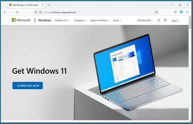 Atualização falsa do windows 11 infecta computadores com malware