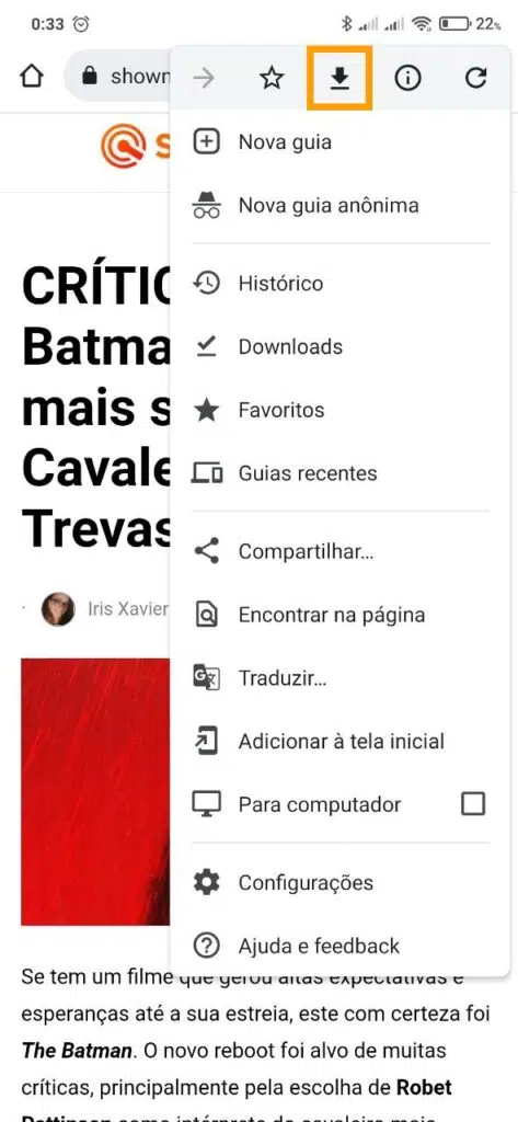 Salvar páginas da web no android