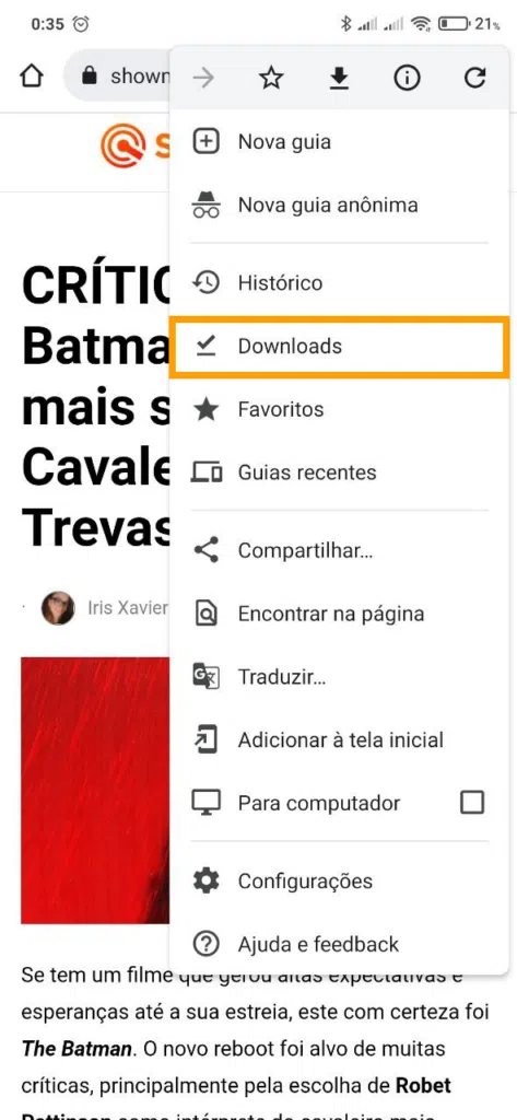 Salvar páginas da web no android