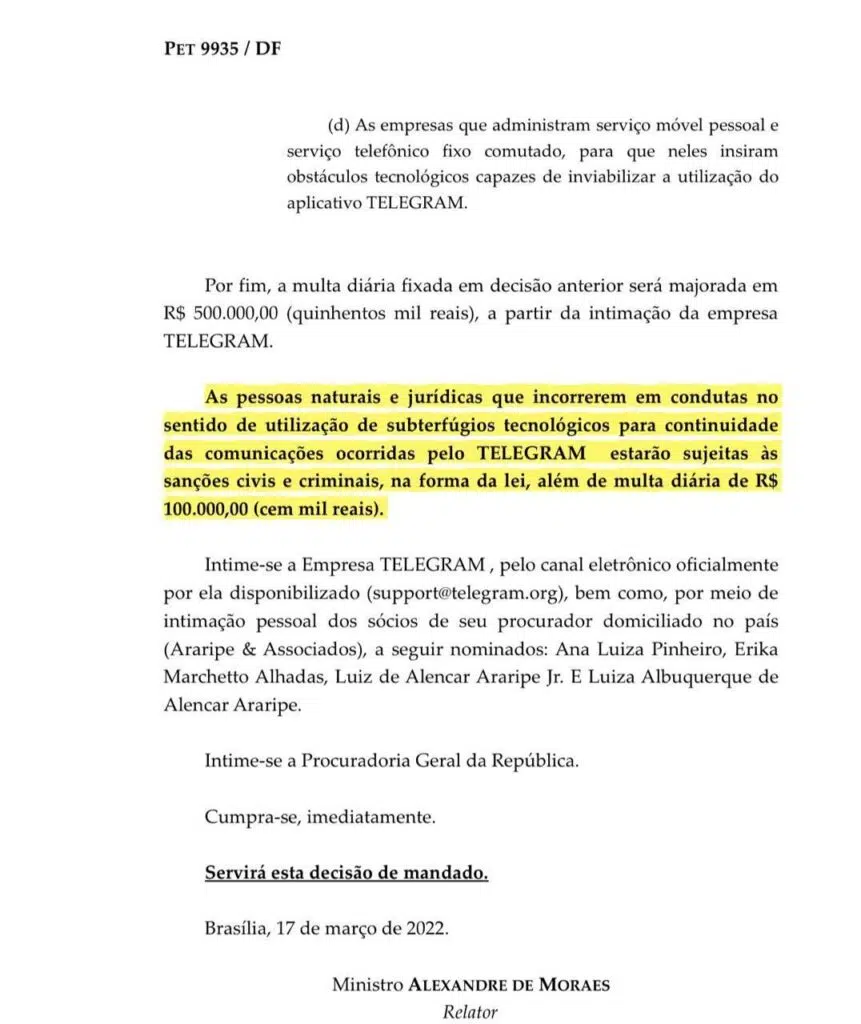 Documento assinado por alexandre de moraes