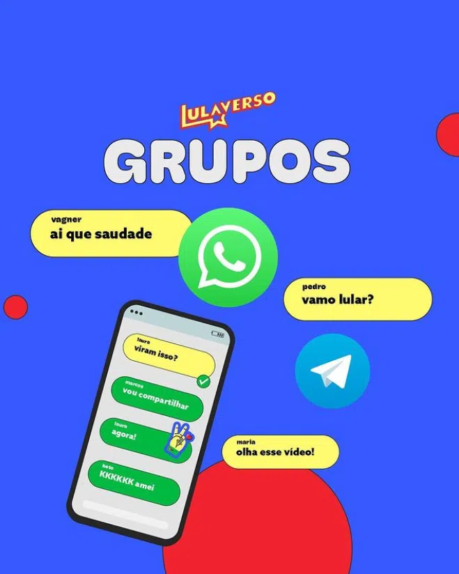 Foto de divulgação de grupos do pt para o lulaverso