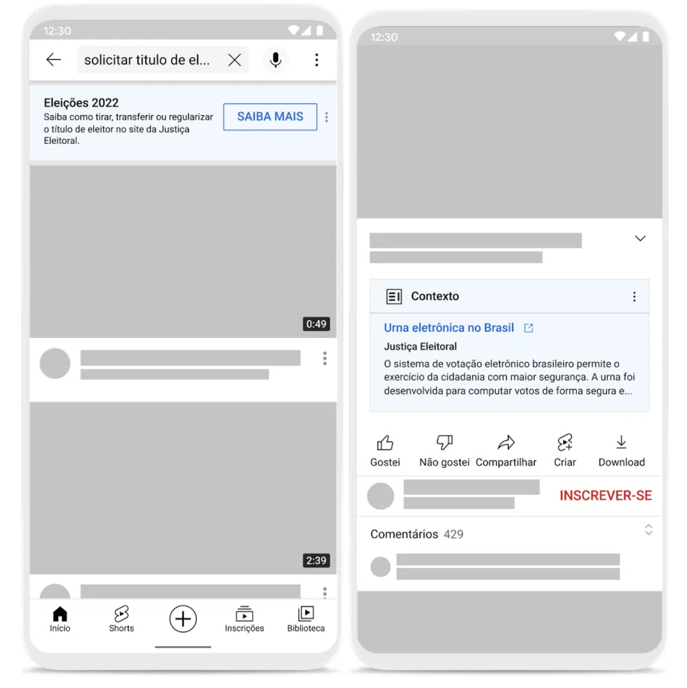 Exemplo do youtube para acabar com fake news nas eleições brasilerras