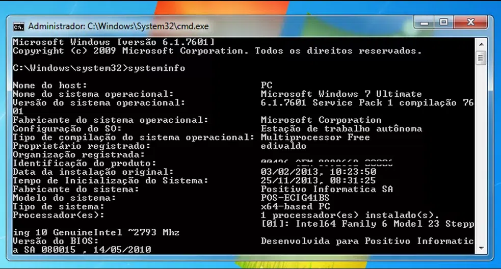 Prompt de comando do windows 7