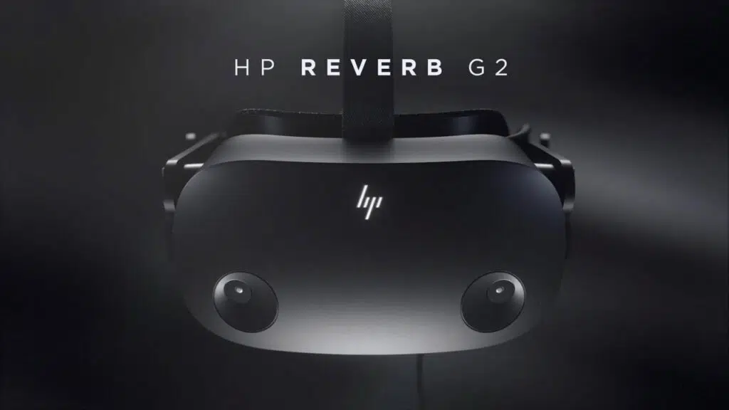 A imagem mostra o hp reverb g2, óculos de realidade virtual