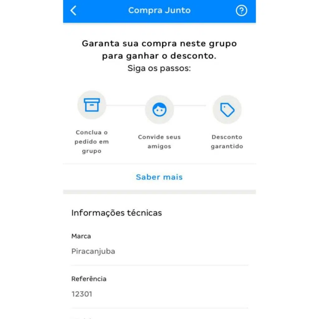 Exemplo de rede social compra junto do magalu