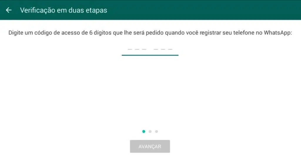 Tela de como aumentar segurança do whatsapp