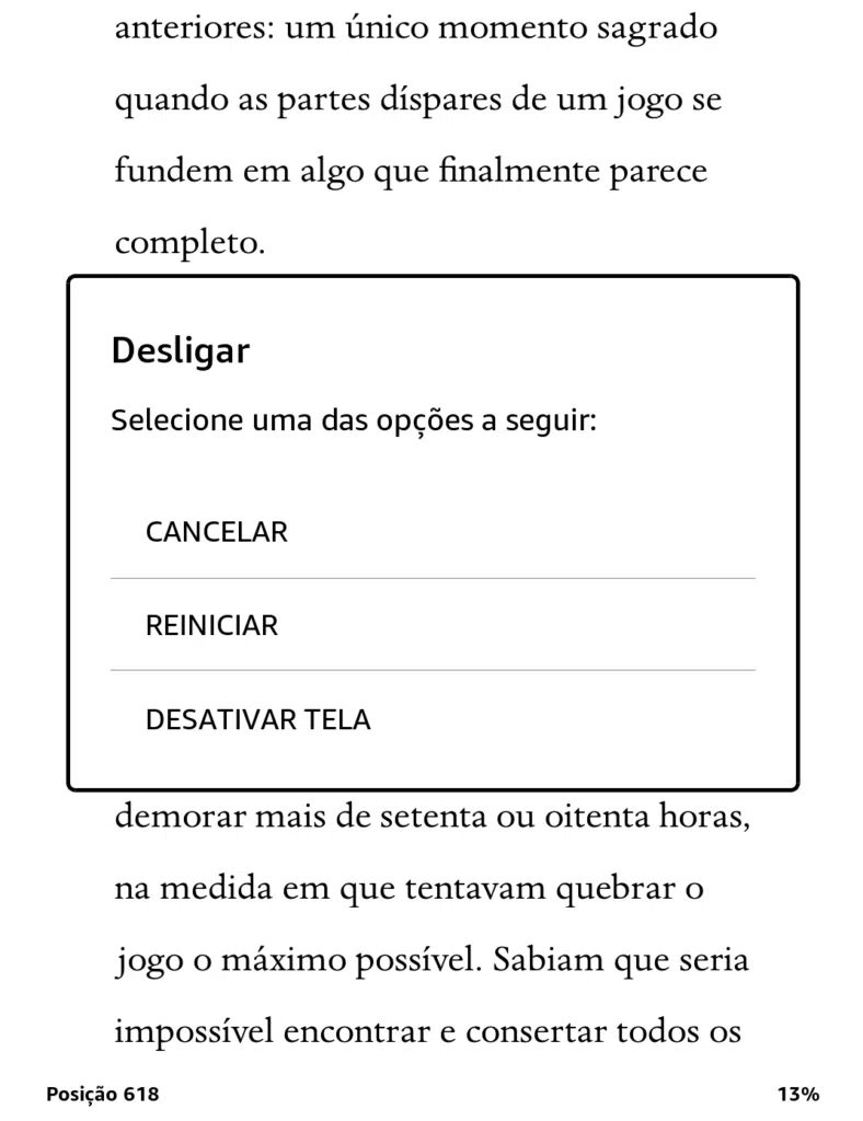 Desative a tela  - dicas para kindle