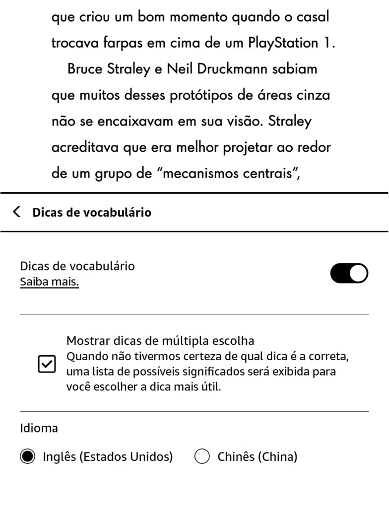 Exiba dicas para palavras. Imagem: reprodução