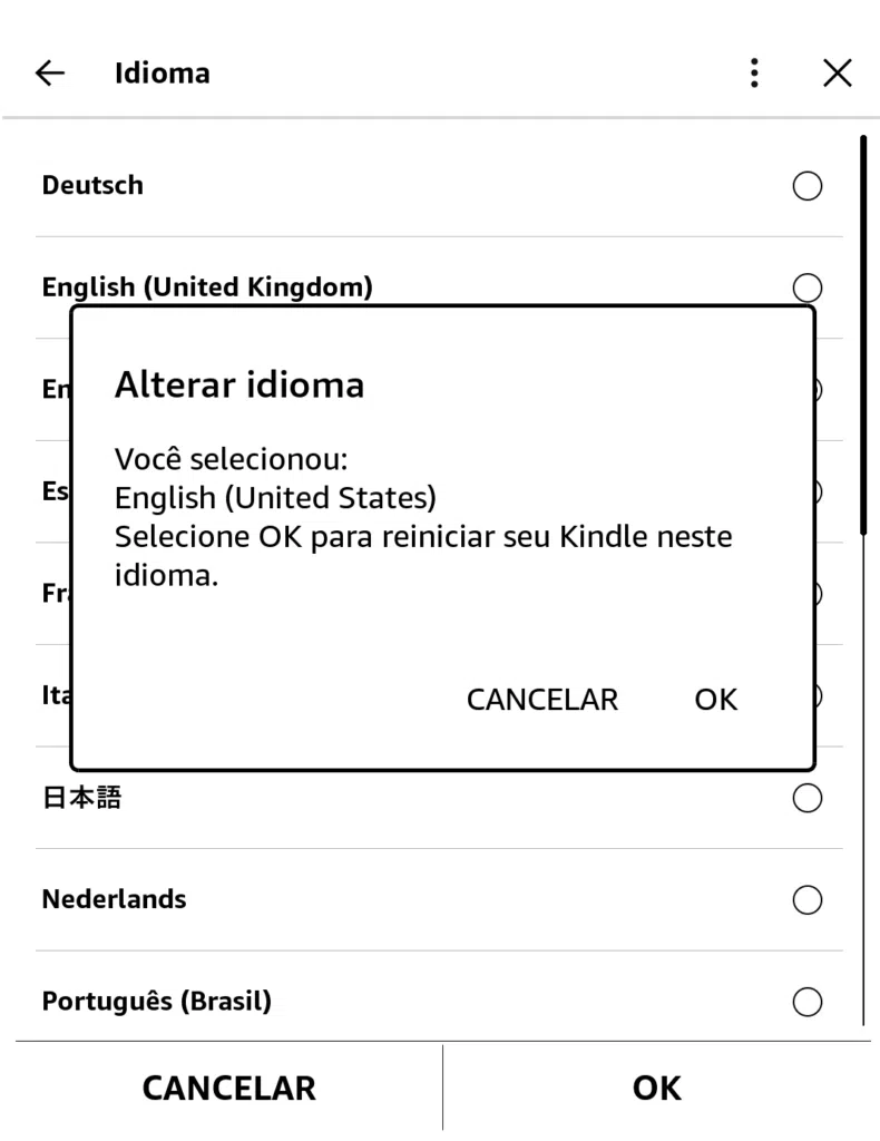 Altere idiomas. Imagem: reprodução